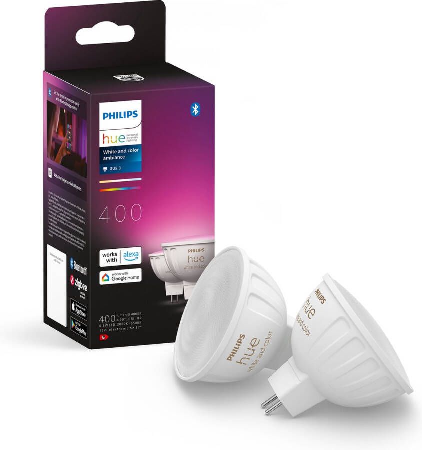 Philips Hue spot wit en gekleurd licht- 2 pack MR16