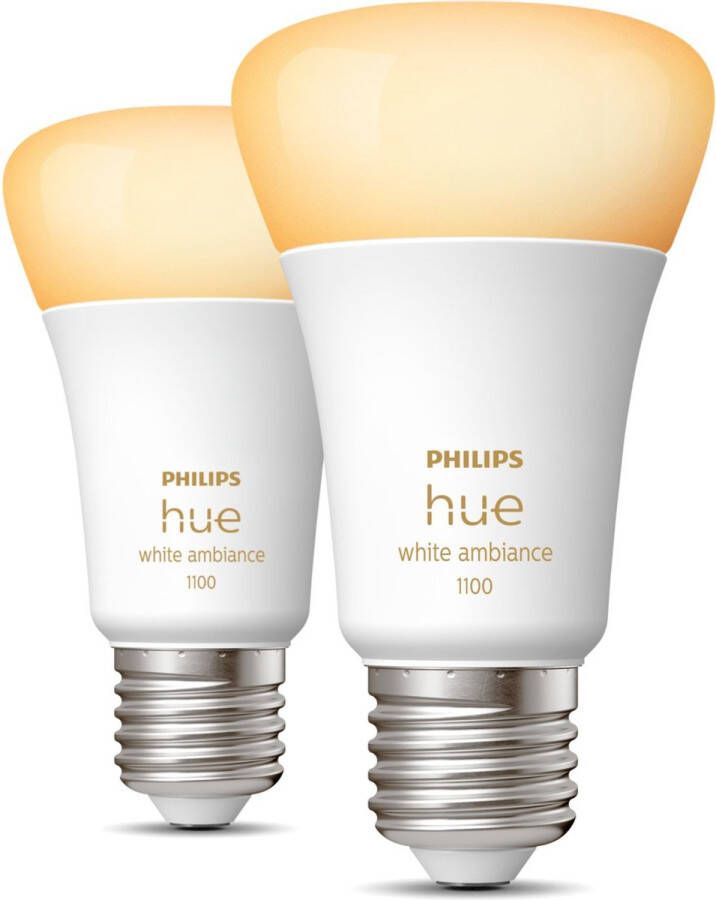 Philips Hue standaardlamp E27 Lichtbron warm tot koelwit licht 2-pack 1100lm Bluetooth