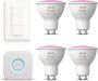 Philips Hue Starterspakket GU10 White and Color Ambiance 4 Hue GU10 Lampen Bridge en Dimmer Switch Eenvoudige Installatie Werkt met Alexa en Google Home - Thumbnail 1