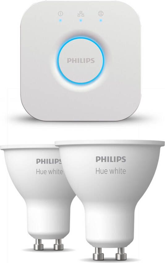 Philips Hue Starterspakket White GU10 2 Hue LED Lampen en Bridge Eenvoudige Installatie Werkt met Alexa en Google Home