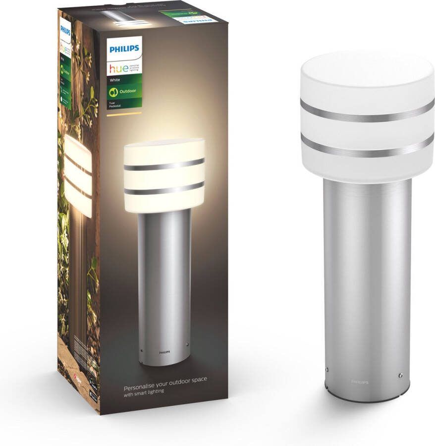Philips Hue Tuar Sokkellamp Warmwit Licht Aluminium Laag