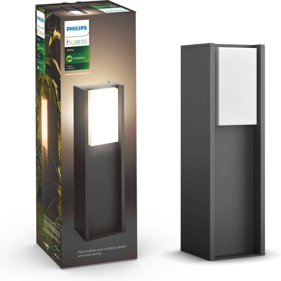 Philips Hue Turaco sokkellamp warmwit licht zwart laag