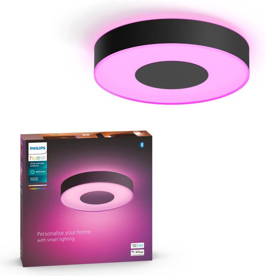 Philips Hue Xamento badkamerplafondlamp wit en gekleurd licht zwart 38cm