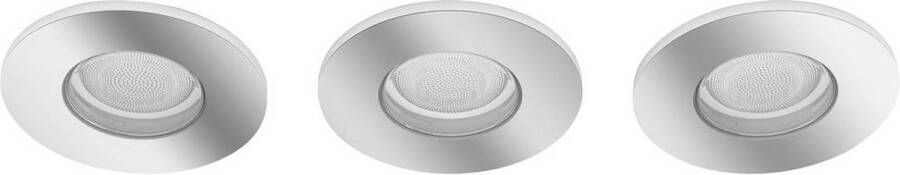 Philips Hue Xamento inbouwspot White and Colour Ambiance GU10 Zilver IP44 3 spot Bluetooth