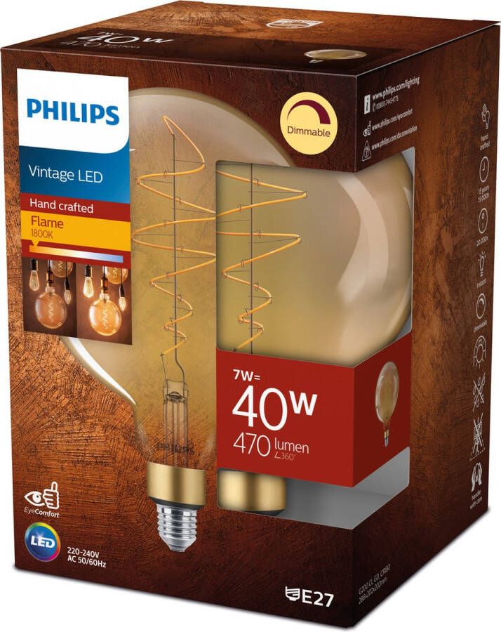 Philips lighting LED classic Vintage XL-Globe 871951431378100 E27 N A Vermogen: 6.5 W Warmwit N A
