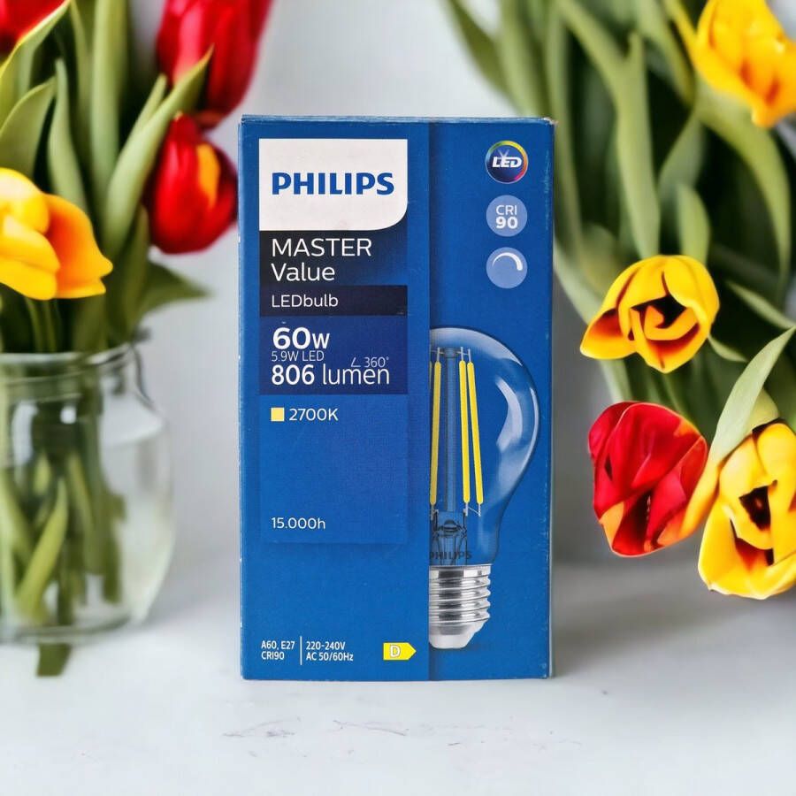 Philips Master Value Ledbulb E27 Peer Helder 5.9w 806lm 927 Zeer Warm Wit | Beste Kleurweergave