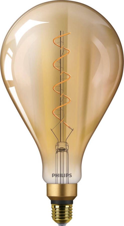 Philips Led | Vintage Ledbulb E27 Peer Filament Goud 5w 300lm 820 Zeer Warm Wit | Vervangt 25w