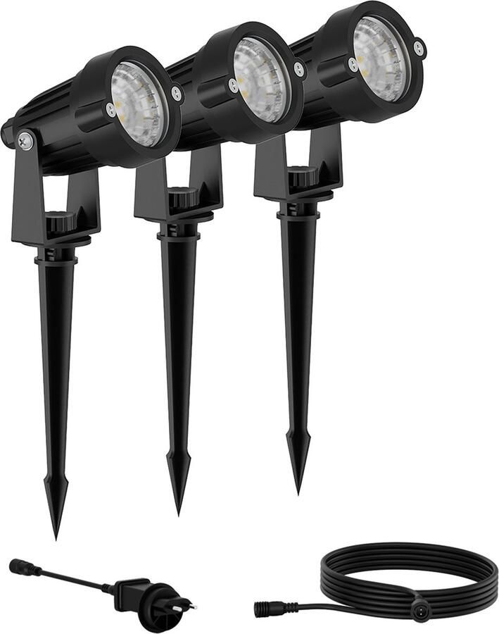 Philips LED Philips GardenLink Caper 24V sokkellamp met spies zwart set van 3
