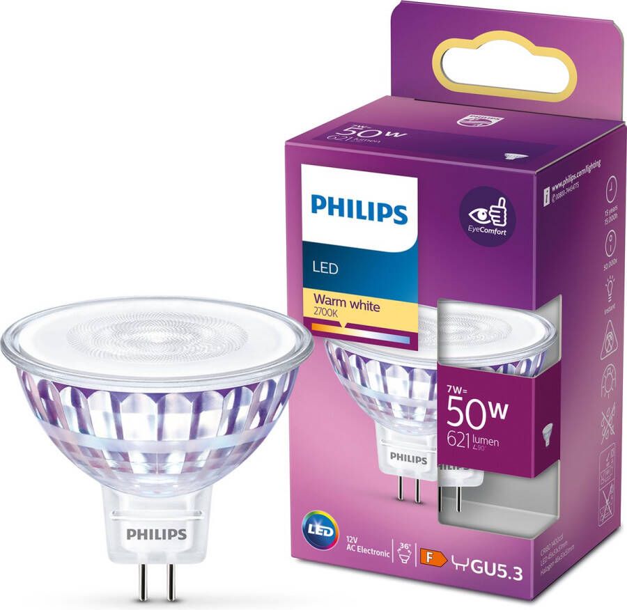 Philips LED Spot 50 W GU5.3 warmwit licht