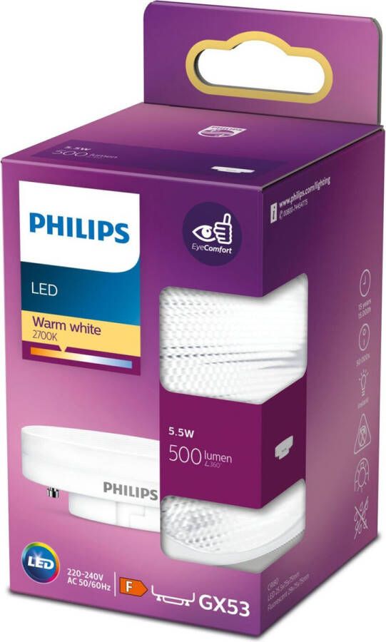 Philips Lighting 77371700 LED-lamp Energielabel F (A G) GX53 5.5 W = 40 W Warmwit (Ø x l) 75 mm x 75 mm 1 stuk(s)