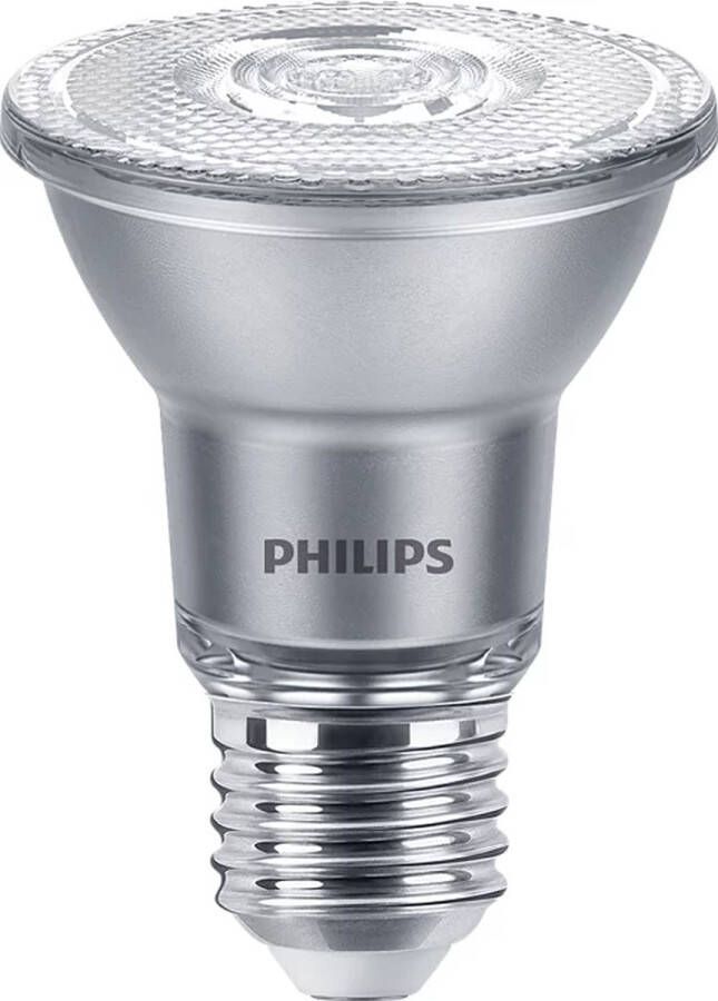 Philips Master Value LED Lamp Reflector E27 PAR20 6W 500lm 40D 927 Zeer Warm Wit Beste Kleurweergave Dimbaar Vervangt 50W