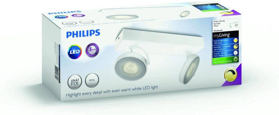 Philips myLiving LED-spotlight Clockwork wit 2x4 5 W 531723116