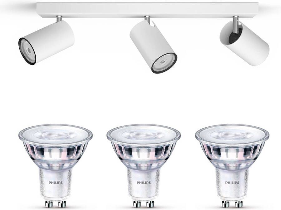 Philips myLiving Kosipo Opbouwspot Wit 3 Lichtpunten Spotjes Opbouw Incl. LED Scene Switch Gu10 50W