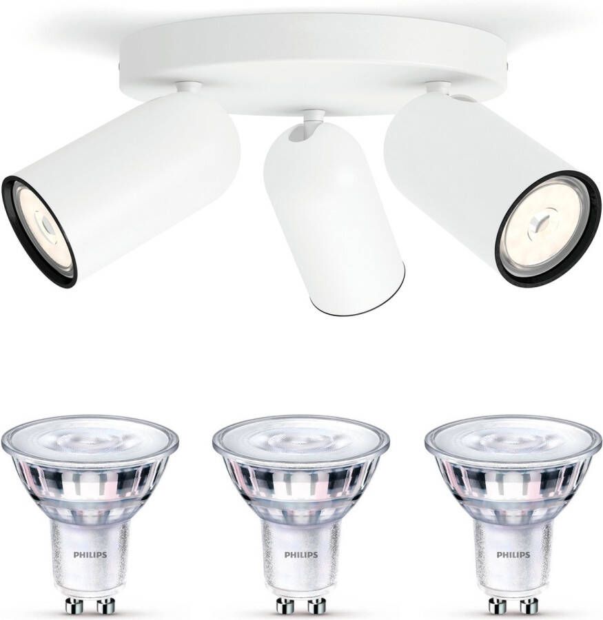 Philips myLiving PONGEE Opbouwspot Wit 3 lichtpunten Incl. LED Scene Switch Gu10 50W