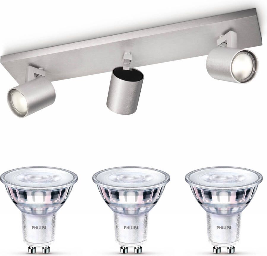 Philips myLiving Runner Opbouwspot LED Aluminium 3 lichtpunten Incl. LED Scene Switch Gu10 50W