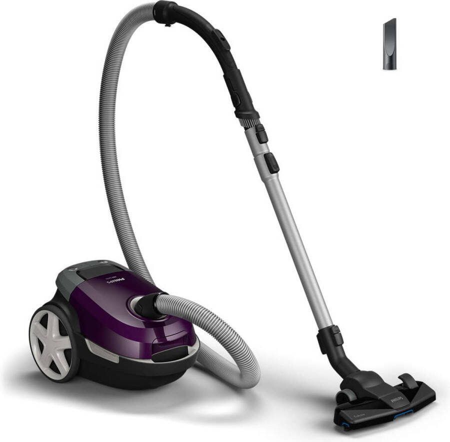 Philips Performer Compact 3000 Series XD3100 06 Stofzuiger met Zak Paars + 2 Extra Mondstukken