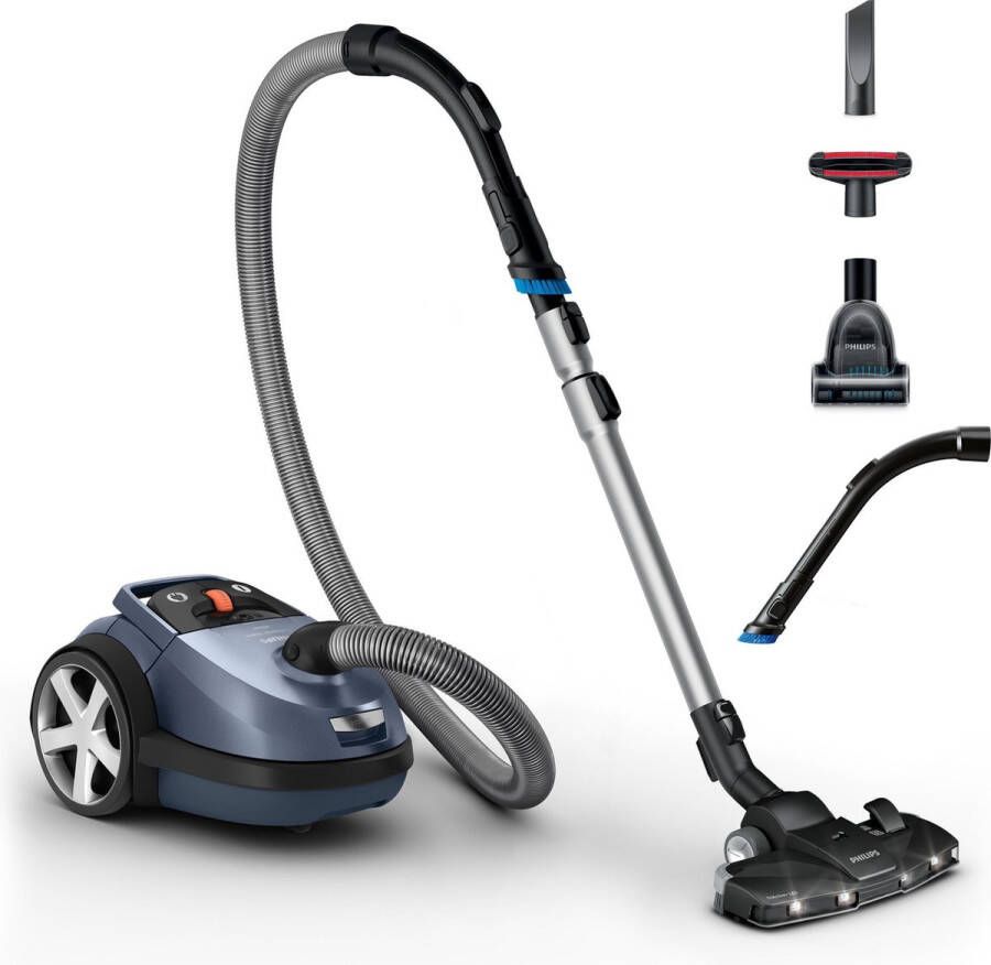 Philips Performer Silent 7000 Series FC8787 09 Stille Stofzuiger met Zak Blauw + 4 Extra Mondstukken