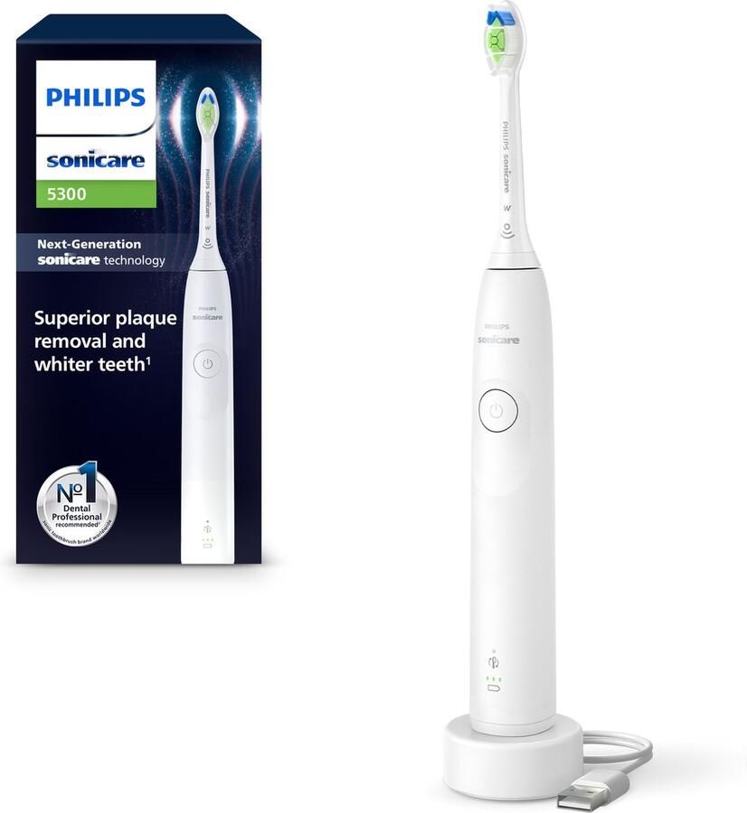 Philips Sonicare 5300 Series Elektrische Tandenborstel Wit Wittere tanden HX7108 01