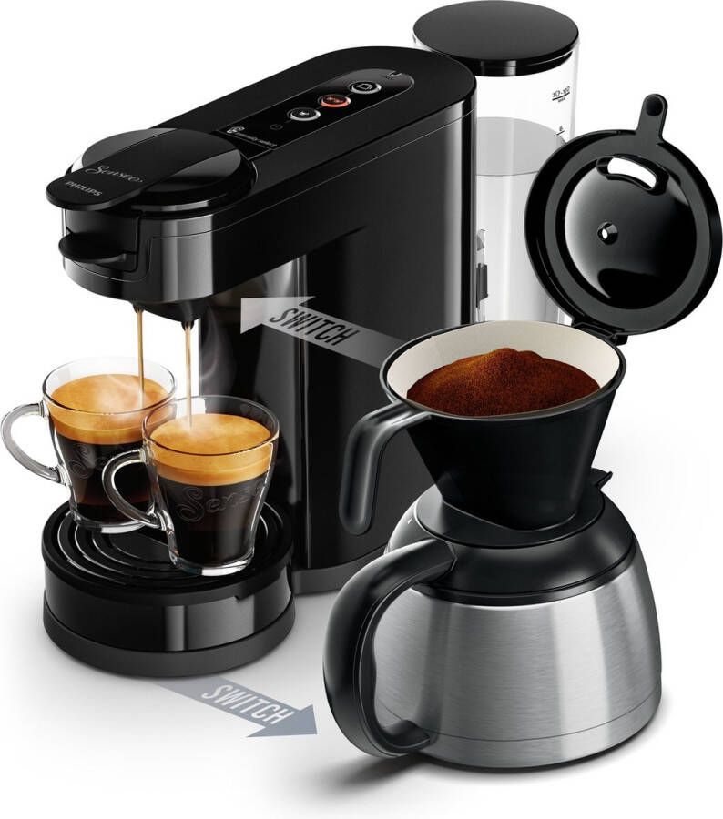 Philips Senseo Switch HD6592 60 2-in-1-koffiezetapparaat met filterkoffie en koffiepads Zwart