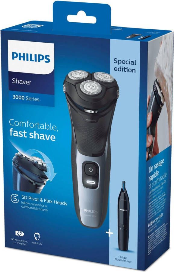 Philips SHAVER Series 3000 S3133 57 scheerapparaat Roterend scheerapparaat Trimmer Zwart