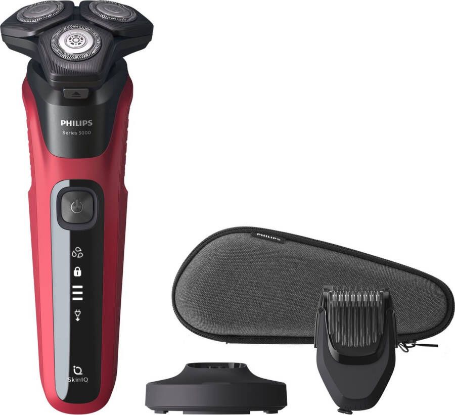 Philips SHAVER Series 5000 S5583 38 Roterend Scheerapparaat voor Mannen Voor Nat en Droog scheren Rood