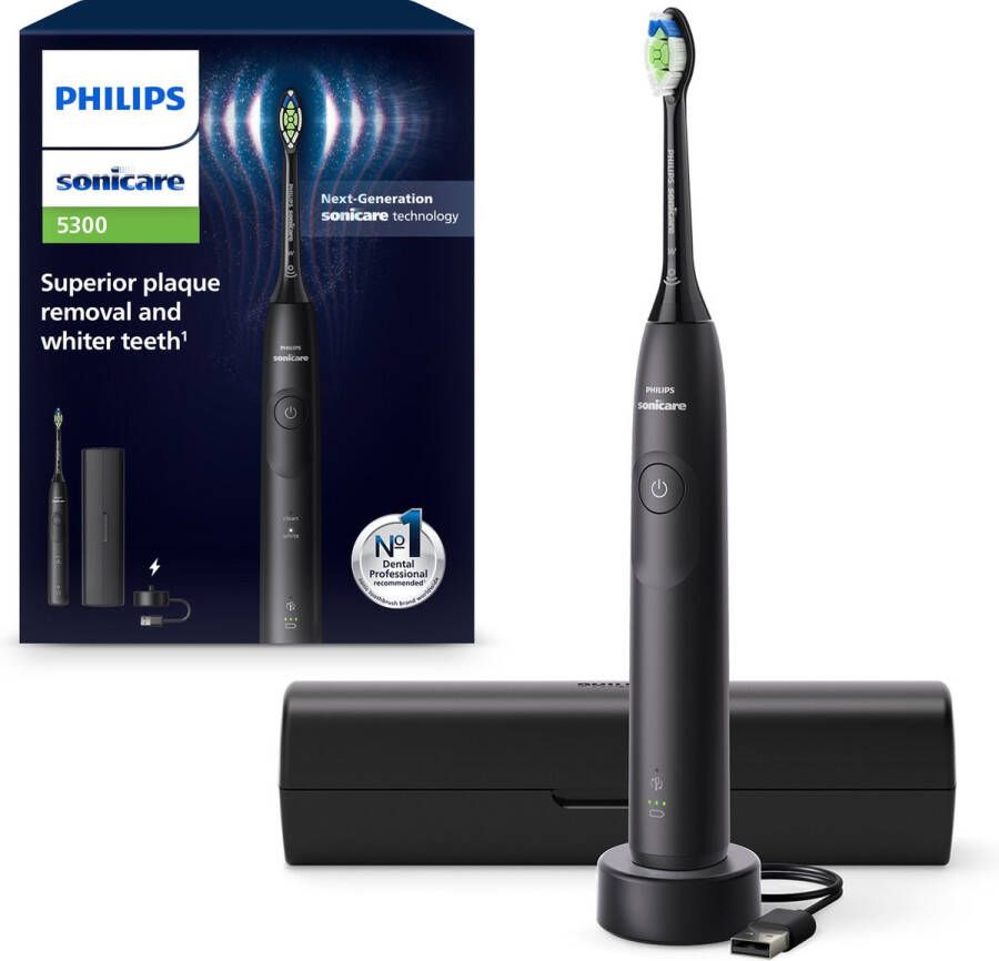 Philips Sonicare 5300 Series Elektrische Tandenborstel Zwart Reisetui Wittere tanden HX7101 02