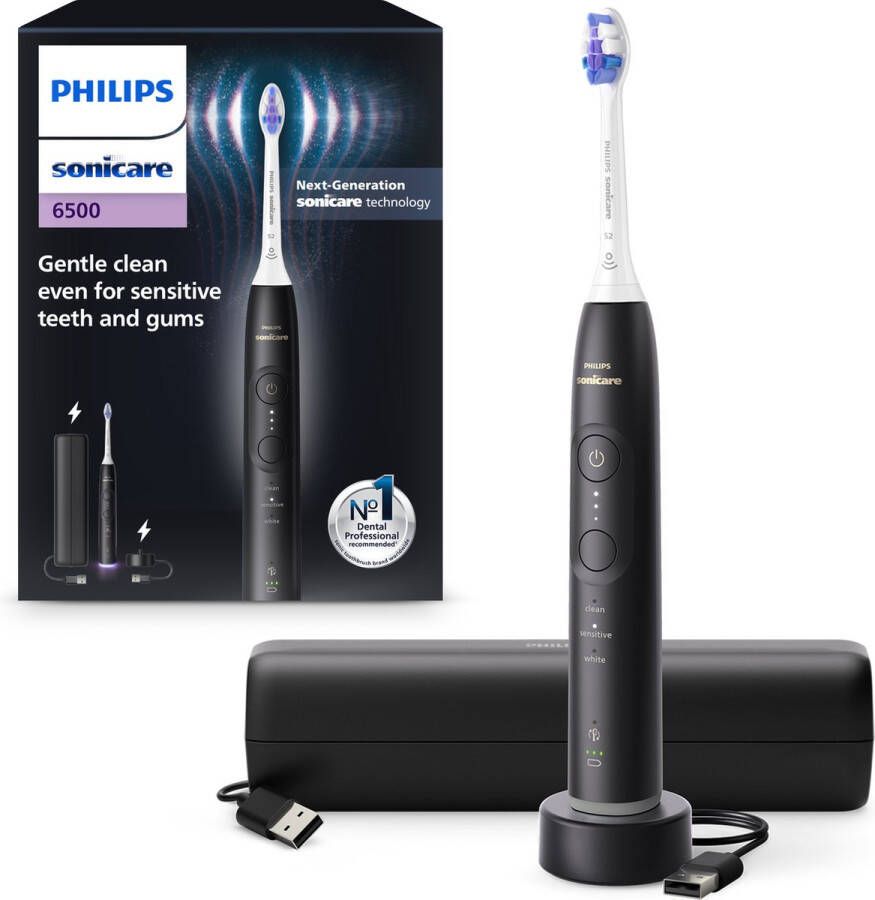 Philips Sonicare 6500 Series Elektrische Tandenborstel Zwart Reisetui Gevoelige tanden HX7411 02