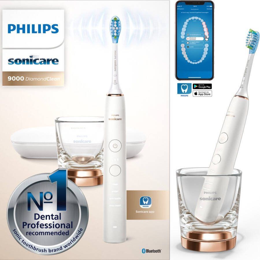 Philips Sonicare Elektrische tandenborstel DiamondClean 9000 HX9911 met sonartechnologie laadglas usb-reisetui