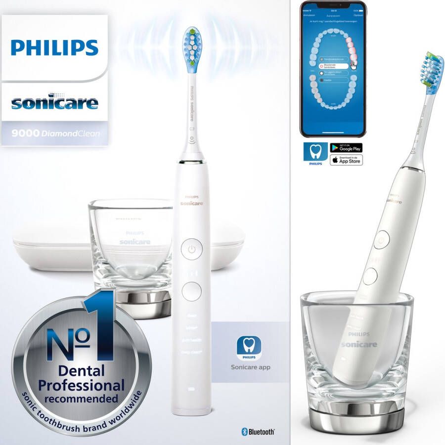 Philips Sonicare Elektrische tandenborstel DiamondClean 9000 HX9911 met sonartechnologie laadglas usb-reisetui