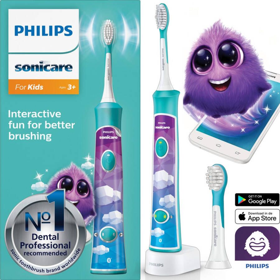 Philips Sonicare for kids HX6322 04 Elektrische Tandenborstel Blauw incl. extra opzetborstel