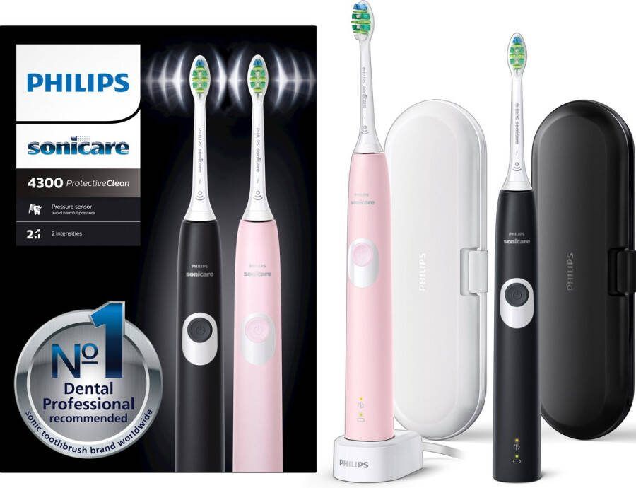 Philips Sonicare ProtectiveClean 4300 HX6800 35 Elektrische tandenborstel Roze & Zwart
