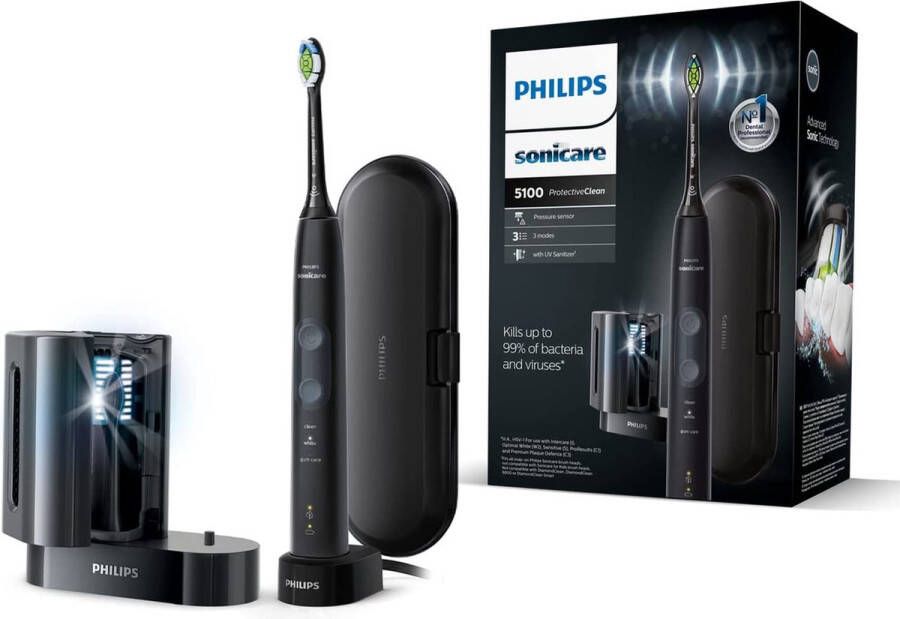 Philips Sonicare ProtectiveClean 5100 HX6850 57 Elektrische tandenborstel Sonisch Zwart