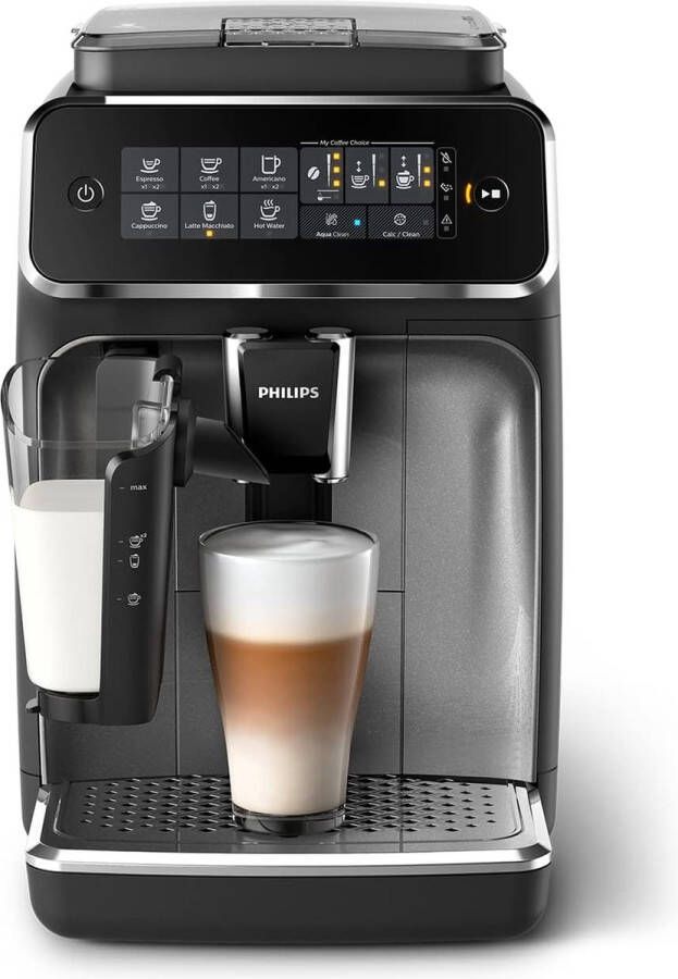 ‎PHILIPS Volautomatische Espressomachine 5 Dranken met Melkopschuimer Zwart Zilver