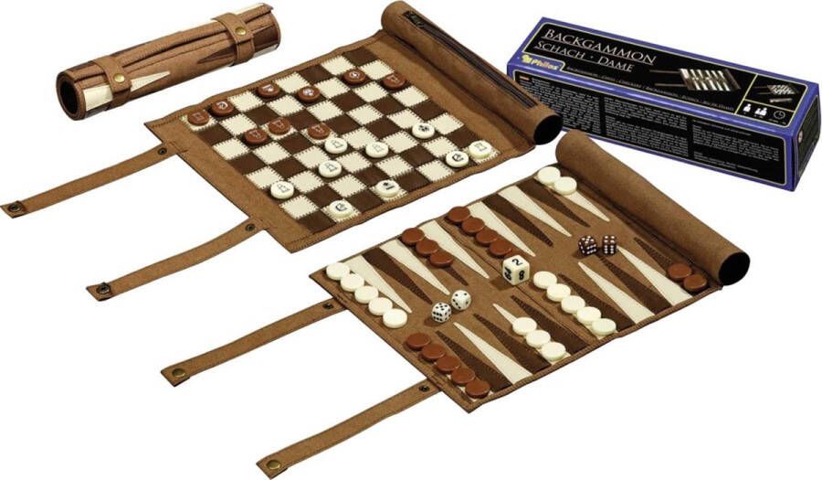 Philos Backgammon schaak- en dam reisset rol Backgammon- schaak- en damreisset (rol)