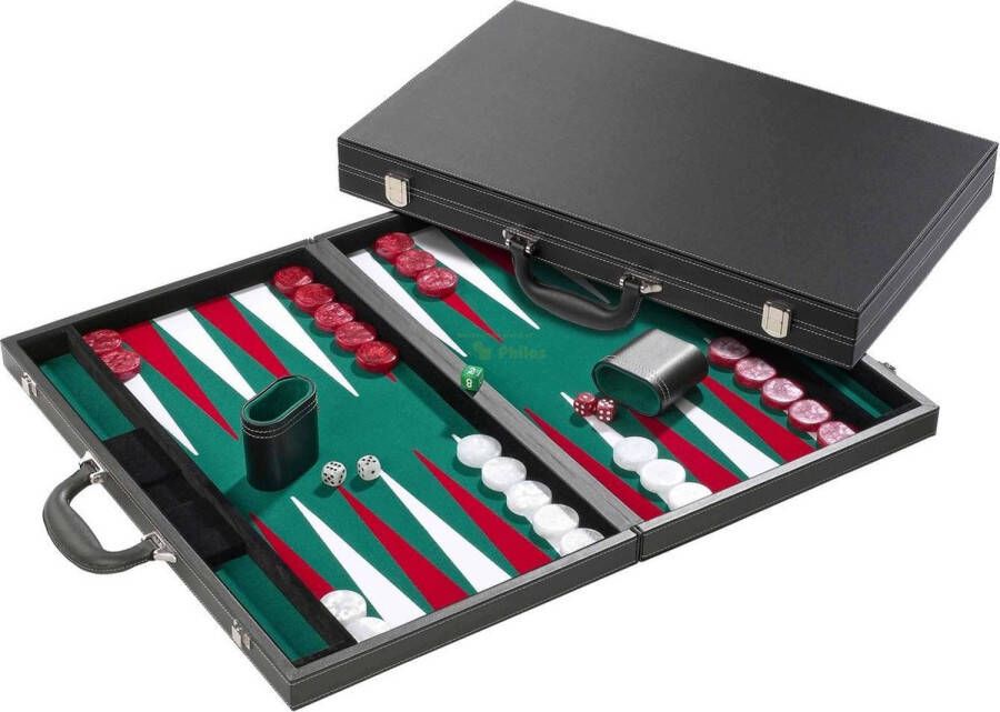 Philos Backgammon groen tournament 54x32cm Backgammon tournament (54x32cm)