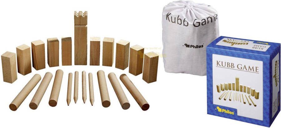Philos Beukenhouten Kubb spel origineel 31x28cm