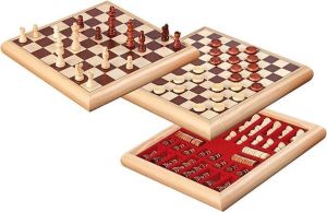Philos houten schaak- damset (32x32 cm) denkspel