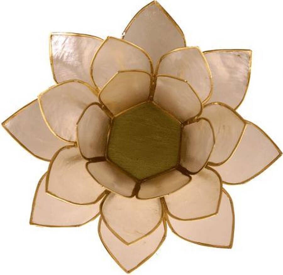 Yogi & Yogini Meditation Lotus sfeerlicht naturel goudrand 13.5 cm S