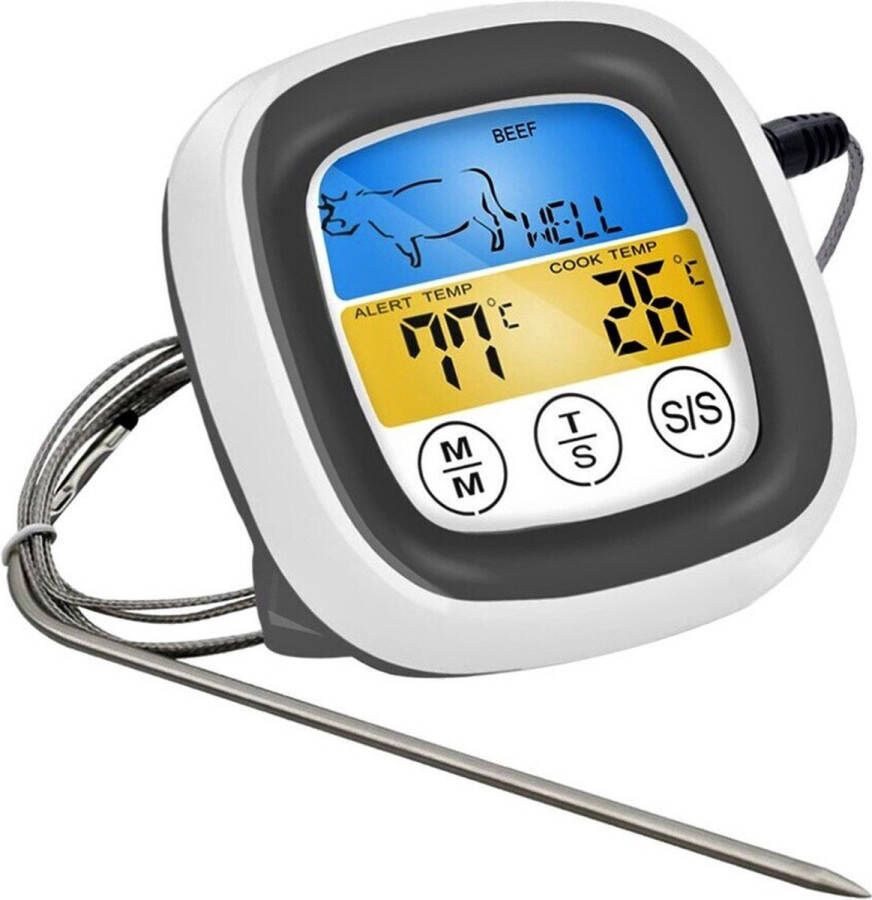 Phreeze Vleesthermometer met LCD Display en Lange Meetsonde Thermometer Geschikt voor BBQ Oven Vlees Vis BBQ Thermometer