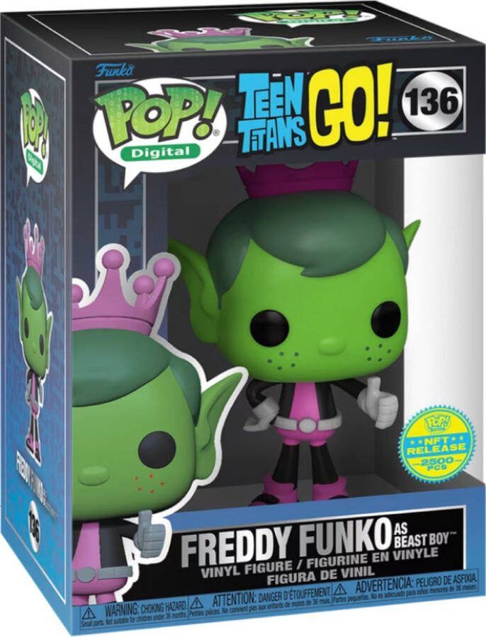 Physical NFT POP! Digital Freddy Funko as Beast Boy 136 Royalty Teen Titans GO! Exclusive