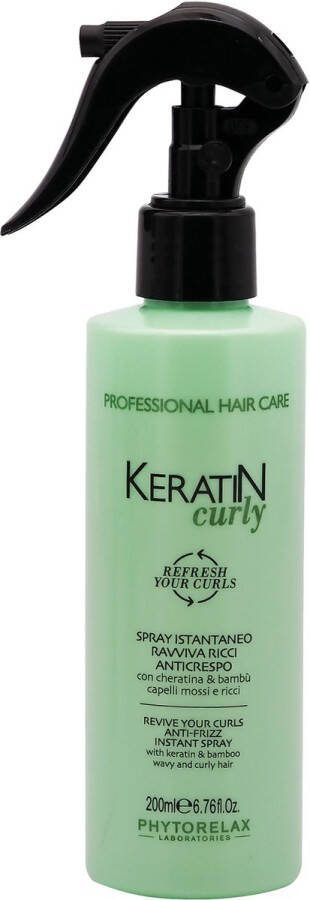 Phytorelax Keratin Curly Spray Anti-frizz Haarspray voor Krullend Golvend en Pluizig Haar met Keratine en Bamboe 200ml