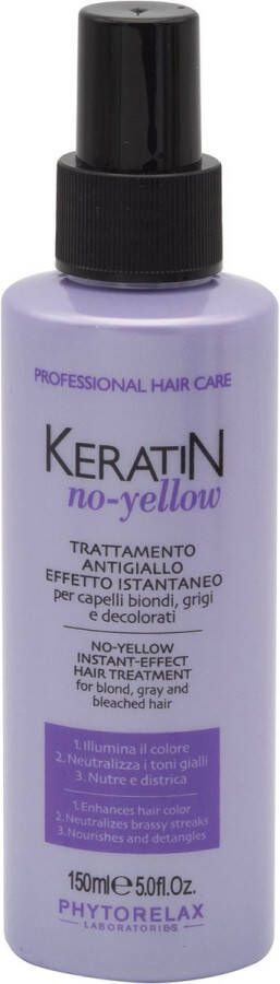 Phytorelax Keratin No-Yellow Instant Effect Haarbehandeling Haarspray voor Blond Grijs en Gebleekt Haar 150ml