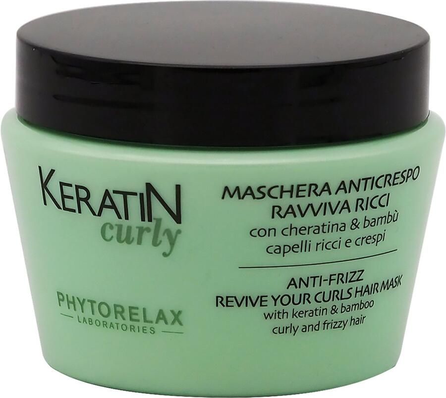 Phytorelax Keratin Curly Hair Mask Professioneel Anti-Frizz Haarmasker voor Krullend en Pluizig Haar met Keratine en Bamboe -250ml