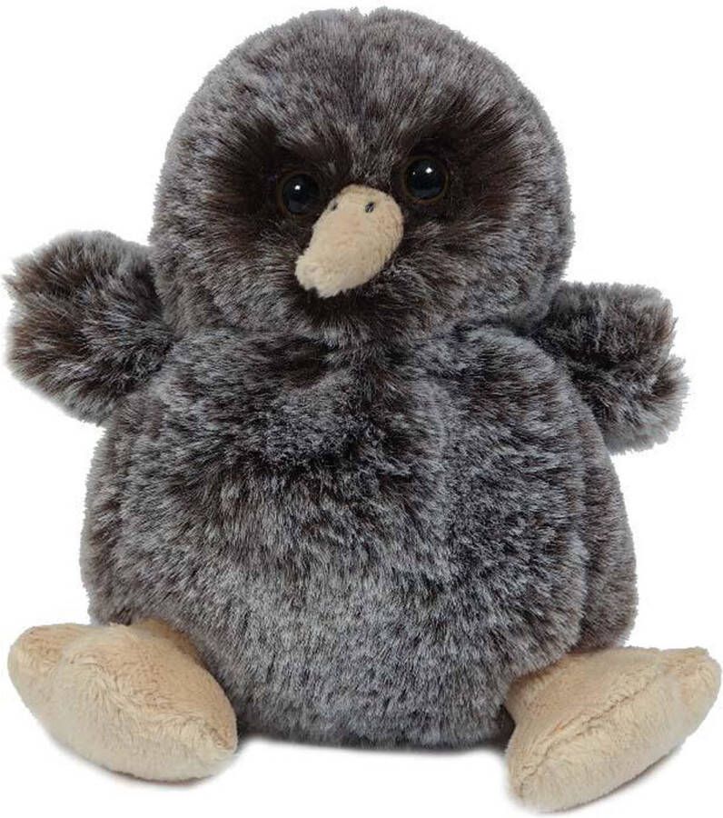 Pia Toys Knuffeldier Kiwi vogel zachte pluche stof donkergrijs kwaliteit knuffels 11 cm Vogel knuffels