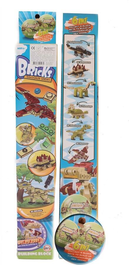 PIA Soft Toys Bouwset blokken dinosaurus 3 8 cm x 8 cm x 52 cm