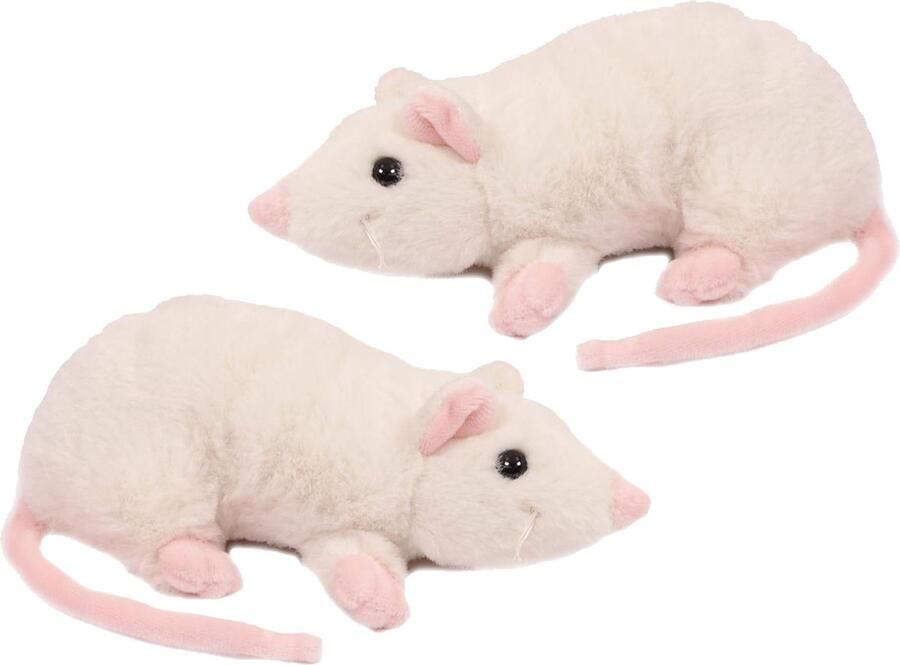 PIA Soft Toys Pia Toys Knuffeldier Muizen 2x zachte pluche stof premium kwaliteit knuffels wit 18 cm