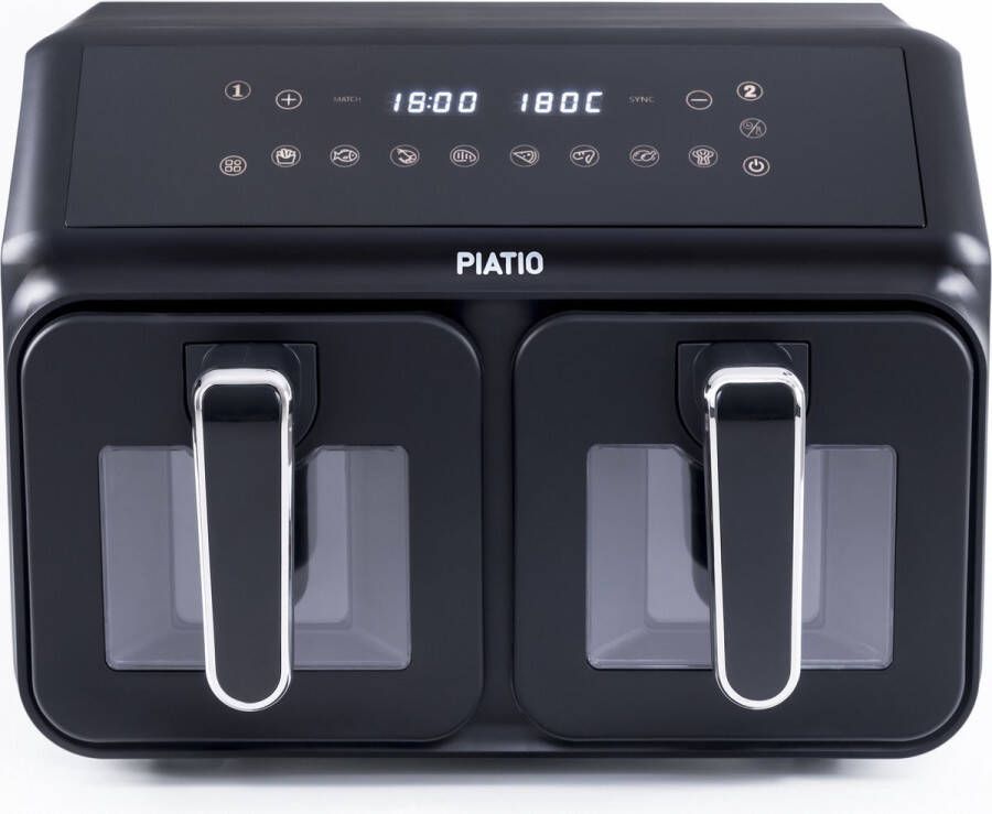 PIATIO Airfryer Airfryers Heteluchtfriteuse Twee Kookvakken 8 Liter 2200 Watt Dual Zone Technologie