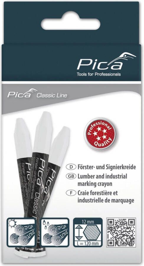 Pica Dry Pica 590 52PRO Markeerkrijt Wit 12 x 120mm (12st)