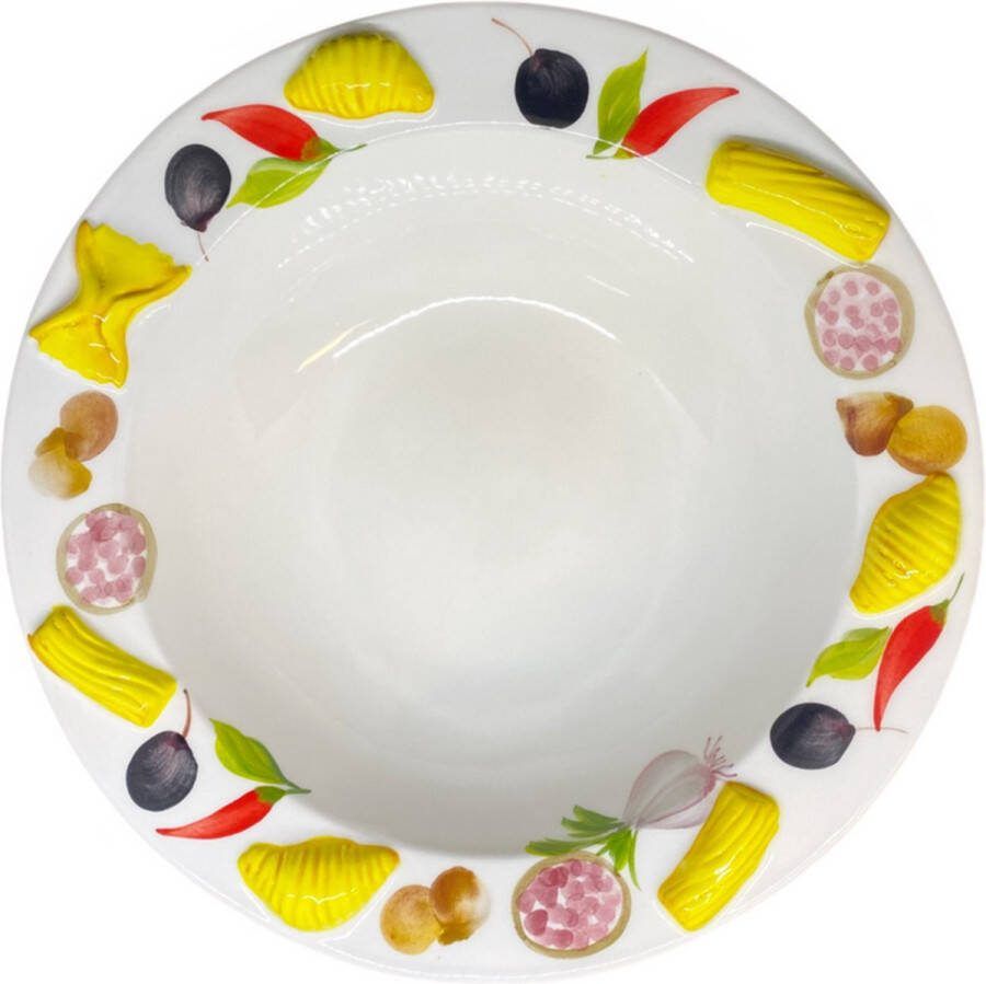 Piccobella Pastabord diep reliëf pasta pepers 26 x 26 cm EWP501