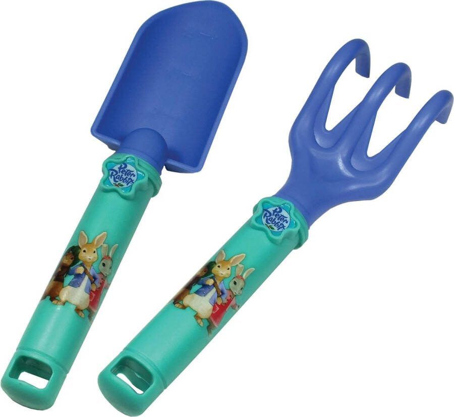 Pieter Konijn Peter Rabbit Pieter Konijn Tuingereedschap set van 2 Hark Schep Blauw